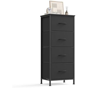 SONGMICS Chest of Drawers, 4 Fabric Drawers Storage Unit, Steel, MDF, Non-Woven Fabric, for Bedroom, Closet, Hallway, Living Room, Ink Black and Ebony Black LGS314BH03 SONGMICS Chest of Drawers, 4 Fabric Drawers Storage Unit, Steel, MDF, Non-Woven Fabric, for Bedroom, Closet, Hallway, Living Room, Ink Black and Ebony Black LGS314BH03