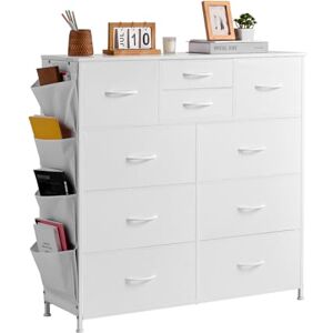 VEVOR 10 Drawer Dresser, Dresser with Fabric Bins, Closet Storage Drawers with Easy Pull Handle and Sturdy Steel Frame, Fabric Storage Tower for Bedroom, Hallway, Closet, Nursery, White VEVOR 10 Drawer Dresser, Dresser with Fabric Bins, Closet Storage Drawers with Easy Pull Handle and Sturdy Steel Frame, Fabric Storage Tower for Bedroom, Hallway, Closet, Nursery, White