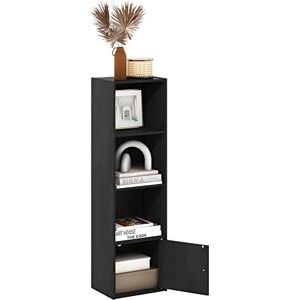 Furinno Luder 4-Tier Shelf Bookcase with 1 Door Storage Cabinet, Blackwood Furinno Luder 4-Tier Shelf Bookcase with 1 Door Storage Cabinet, Blackwood