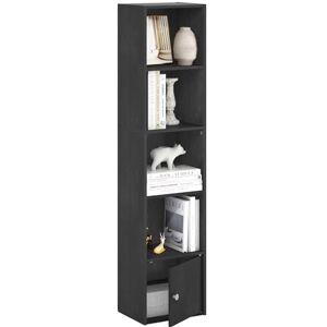 Furinno LUDER Book Shelf, 5-Tier Modern Bookshelf, Bookcase with 1 Door Storage Cabinet, 9.3 x 12 x 52, for Living Room, Bedroom, Home Office, Blackwood Furinno LUDER Book Shelf, 5-Tier Modern Bookshelf, Bookcase with 1 Door Storage Cabinet, 9.3 x 12 x 52, for Living Room, Bedroom, Home Office, Blackwood