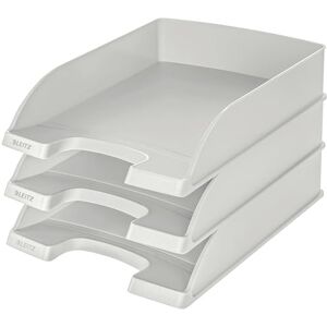 Leitz Letter Tray, Standard A4, Pack of 3, Letter Tray in Premium Quality, Stackable Storage Compartment as Desk Organiser, Can be Combined with Plus Series, Grey, 52270085 Leitz Letter Tray, Standard A4, Pack of 3, Letter Tray in Premium Quality, Stackable Storage Compartment as Desk Organiser, Can be Combined with Plus Series, Grey, 52270085