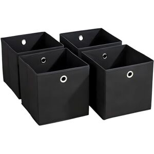 Home Source Cube Storage Boxes, Collapsible Fabric Storage Baskets, Foldable Canvas Organising Boxes, 4 Piece, Black Home Source Cube Storage Boxes, Collapsible Fabric Storage Baskets, Foldable Canvas Organising Boxes, 4 Piece, Black