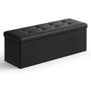 SONGMICS Storage Ottoman, Foldable Small Ottoman Foot Rest, 38 x 110 x 38 cm, Cube Ottoman with Storage, Load up to 300 kg, for Living Room, Bedroom, Entryway, Ink Black LSF89BK SONGMICS Storage Ottoman, Foldable Small Ottoman Foot Rest, 38 x 110 x 38 cm, Cube Ottoman with Storage, Load up to 300 kg, for Living Room, Bedroom, Entryway, Ink Black LSF89BK