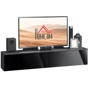 HOMCOM 160cm High Gloss Floating TV Unit Stand for TVs up to 70", Wall Mounted TV Cabinet with Storage Cupboards, Grey and Black HOMCOM 160cm High Gloss Floating TV Unit Stand for TVs up to 70", Wall Mounted TV Cabinet with Storage Cupboards, Grey and Black