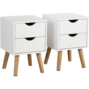 Home Source Pair Of Bedside Cabinets 2 Drawer White Side Table Solid Wood Legs Modern Style Home Source Pair Of Bedside Cabinets 2 Drawer White Side Table Solid Wood Legs Modern Style