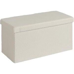 Home Source Folding Ottoman Boucle Teddy Bear Fabric Storage Chest, Cream, 76cm Rectangle Home Source Folding Ottoman Boucle Teddy Bear Fabric Storage Chest, Cream, 76cm Rectangle