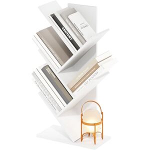 Furinno Tree Bookshelf 5-Tier Floor Standing Tree Bookcase, White Furinno Tree Bookshelf 5-Tier Floor Standing Tree Bookcase, White