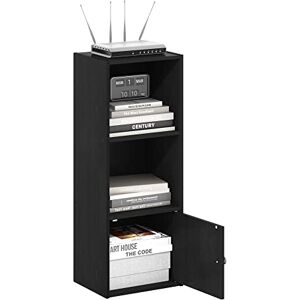Furinno Luder 3-Tier Shelf Bookcase with 1 Door Storage Cabinet, Blackwood Furinno Luder 3-Tier Shelf Bookcase with 1 Door Storage Cabinet, Blackwood