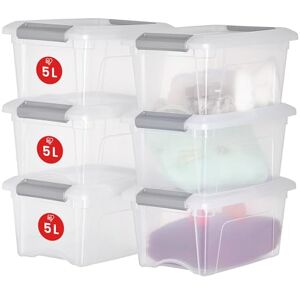 IRIS OHYAMA - Storage Box Set of 6, 5L, Silver - Storage Box IRIS OHYAMA - Storage Box Set of 6, 5L, Silver - Storage Box