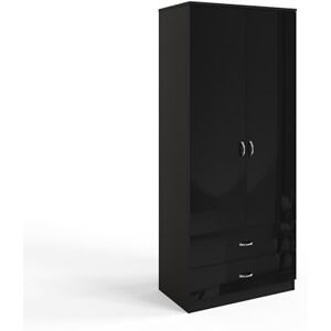 FWStyle 2 Door 2 Drawer Combinaiton Black Wardrobe, High Gloss Modern Bedroom Furniture & Storage FWStyle 2 Door 2 Drawer Combinaiton Black Wardrobe, High Gloss Modern Bedroom Furniture & Storage