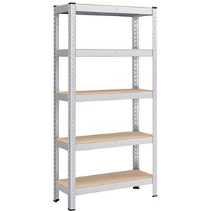 SONGMICS 5-Tier Shelving Unit, Steel Shelving Unit for Storage, Boltless Assembly, for Garage, Shed, Load Capacity 650 kg, 30 x 75 x 150 cm, Silver GLR030E01 SONGMICS 5-Tier Shelving Unit, Steel Shelving Unit for Storage, Boltless Assembly, for Garage, Shed, Load Capacity 650 kg, 30 x 75 x 150 cm, Silver GLR030E01