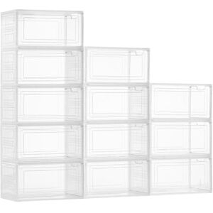VEVOR Shoe Storage Boxes, 12 Pack Clear Stackable Shoe Boxes Storage Organizers with Magnetic Door, Fit up to US Size 13, Plastic Sneaker Containers for High Heels, Boots, and Hats, Transparent White VEVOR Shoe Storage Boxes, 12 Pack Clear Stackable Shoe Boxes Storage Organizers with Magnetic Door, Fit up to US Size 13, Plastic Sneaker Containers for High Heels, Boots, and Hats, Transparent White