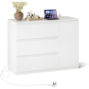 Feonase White Chest of Drawers Bedroom With Charging Station, 3 Drawer Chest of Drawers with Adjustable 2 Shelf & Magnetic Door, 90x 68x36cm, Modern MDF Bedroom Cabinet Furniture Feonase White Chest of Drawers Bedroom With Charging Station, 3 Drawer Chest of Drawers with Adjustable 2 Shelf & Magnetic Door, 90x 68x36cm, Modern MDF Bedroom Cabinet Furniture