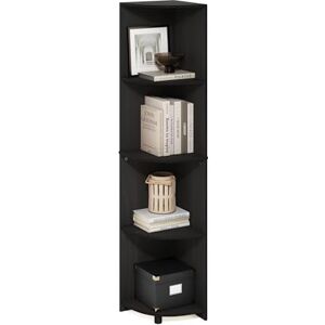 Furinno ECON Corner Shelf, 4-Tier Open Corner Book Shelf, Round Edge Bookshelf, for Organization and Storage, Living Room, Bedroom, Home Office, Espresso Furinno ECON Corner Shelf, 4-Tier Open Corner Book Shelf, Round Edge Bookshelf, for Organization and Storage, Living Room, Bedroom, Home Office, Espresso