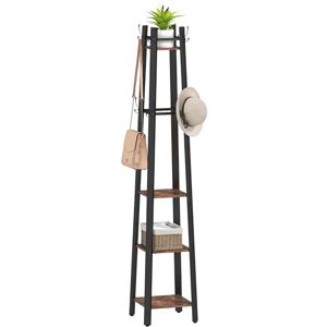 HOMCOM Coat Stand, 4 Tier Freestanding Coat Rack with 8 Hooks and 4 Shelves for Clothes, Bags, Hats, Industrial Clothing Organiser for Home, Entryway, Hallway, Bedroom, Rustic Brown HOMCOM Coat Stand, 4 Tier Freestanding Coat Rack with 8 Hooks and 4 Shelves for Clothes, Bags, Hats, Industrial Clothing Organiser for Home, Entryway, Hallway, Bedroom, Rustic Brown