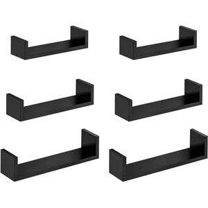 SONGMICS Floating Shelf Set of 6, 30/35/40 cm, Decorative Wall Shelves, Each Holds up to 10 kg, for Living Room, Home Office, Bathroom, Kitchen, Ink Black ZH2504049 SONGMICS Floating Shelf Set of 6, 30/35/40 cm, Decorative Wall Shelves, Each Holds up to 10 kg, for Living Room, Home Office, Bathroom, Kitchen, Ink Black ZH2504049