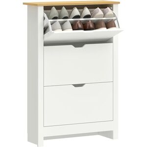 HOMCOM Narrow Shoe Cabinet, Space Saving Shoe Storage Cabinet with 3 Flip Drawers and Adjustable Shelves for 9-18 Pairs of Shoes for Hallways and Living Room, White HOMCOM Narrow Shoe Cabinet, Space Saving Shoe Storage Cabinet with 3 Flip Drawers and Adjustable Shelves for 9-18 Pairs of Shoes for Hallways and Living Room, White