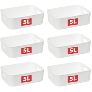 Cetomo 5L*6 Storage Basket, Plastic Open Storage Box, Containers for Shelves, Organizers with Handles for Office, Countertops, Cabinets, PP, BPA Free, White, 5L-6 Pack (28.5*22*9cm) Cetomo 5L*6 Storage Basket, Plastic Open Storage Box, Containers for Shelves, Organizers with Handles for Office, Countertops, Cabinets, PP, BPA Free, White, 5L-6 Pack (28.5*22*9cm)