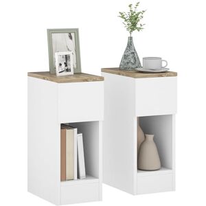 HOMCOM Bedside Tables Set of 2, Modern Side Tables with Drawer and Shelf, Nightstands for Bedroom, Living Room, White HOMCOM Bedside Tables Set of 2, Modern Side Tables with Drawer and Shelf, Nightstands for Bedroom, Living Room, White
