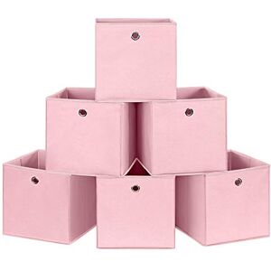 SONGMICS 6955880393473 Set of 6 Foldable Storage Boxes, Fabric Storage Cubes, Clothes Organiser, Toy Bins with Grommet, for Bedroom, Living room, Pink, 30 x 30 x 30 cm SONGMICS 6955880393473 Set of 6 Foldable Storage Boxes, Fabric Storage Cubes, Clothes Organiser, Toy Bins with Grommet, for Bedroom, Living room, Pink, 30 x 30 x 30 cm