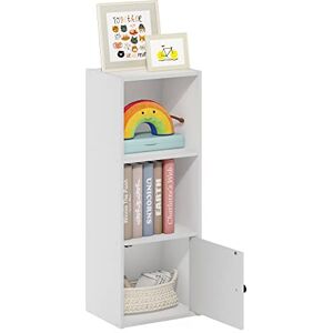 Furinno LUDER Book Shelf, 3-Tier Modern Bookshelf, Bookcase with 1 Door Storage Cabinet, 9.3 x 12 x 31.5, for Living Room, Bedroom, Home Office, White Furinno LUDER Book Shelf, 3-Tier Modern Bookshelf, Bookcase with 1 Door Storage Cabinet, 9.3 x 12 x 31.5, for Living Room, Bedroom, Home Office, White