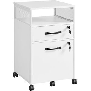 VASAGLE Filing Cabinet, Mobile File Cabinet with 2 Lockable Drawers, Office Cabinet on Wheels, for A4, Letter-Size Hanging File Folders, Open Shelf, Steel Frame, Cloud White OFC077W14 VASAGLE Filing Cabinet, Mobile File Cabinet with 2 Lockable Drawers, Office Cabinet on Wheels, for A4, Letter-Size Hanging File Folders, Open Shelf, Steel Frame, Cloud White OFC077W14