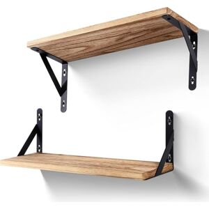 himaly Floating Shelves Set of 2 Rustic Wooden Shelves Decorative Wall Shelf Brackets Storage Book Shelves for Screw Mounted Shelf, 16.5in himaly Floating Shelves Set of 2 Rustic Wooden Shelves Decorative Wall Shelf Brackets Storage Book Shelves for Screw Mounted Shelf, 16.5in