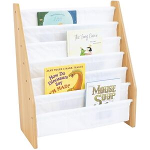 Humble Crew Cenyo Journey Extra Large Wooden Bookshelf for Children, 6 Tier Book Storage Organiser with Deep Fabric Pockets, Forward Facing Book Display for Easy Identification Natural Wood/White Humble Crew Cenyo Journey Extra Large Wooden Bookshelf for Children, 6 Tier Book Storage Organiser with Deep Fabric Pockets, Forward Facing Book Display for Easy Identification Natural Wood/White