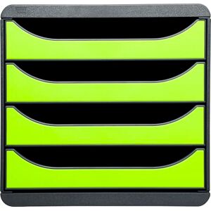 Exacompta Ref 310725D BIG-BOX Desktop Drawer Set 4 x 55mm Drawers, Suitable for A4+ Documents, 347 x 278 x 267mm, 100% Recycled Plastic Black/Lime Green Exacompta Ref 310725D BIG-BOX Desktop Drawer Set 4 x 55mm Drawers, Suitable for A4+ Documents, 347 x 278 x 267mm, 100% Recycled Plastic Black/Lime Green