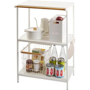 YAMAZAKI 3597 TOWER 3-Tiered Storage Rack, white, Steel/Wood, Minimalist, 60 x 46.5 x 90 cm YAMAZAKI 3597 TOWER 3-Tiered Storage Rack, white, Steel/Wood, Minimalist, 60 x 46.5 x 90 cm