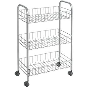Metaltex Lugano 3-Tier Trolley with Wheels Multipurpose Storage Cart for Home including Kitchen, Bathroom, Office and Garage Polytherm Metallic Silver, 41 x 23 x 63 Centimetres Metaltex Lugano 3-Tier Trolley with Wheels Multipurpose Storage Cart for Home including Kitchen, Bathroom, Office and Garage Polytherm Metallic Silver, 41 x 23 x 63 Centimetres