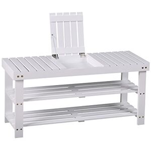 ASPECT Timor 3 Tier Shoe Bench With Storage Space On Top, Wood, White ASPECT Timor 3 Tier Shoe Bench With Storage Space On Top, Wood, White