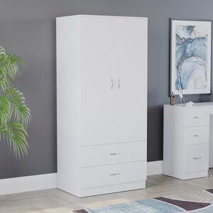 Vida Designs Riano Wardrobe, With Shelf & Hanging Rail Bedroom Storage Furniture (White, 2 Door & 2 Drawer) Vida Designs Riano Wardrobe, With Shelf & Hanging Rail Bedroom Storage Furniture (White, 2 Door & 2 Drawer)