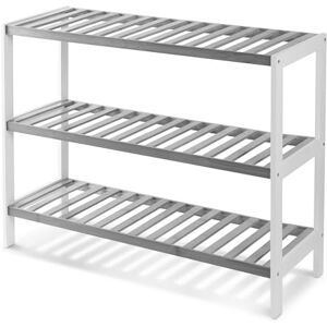 KEPLIN 3 Tier Natural Bamboo Shoe Rack Easy Assembly Strong Design Shelf Organiser Ideal for Bedroom, Bathroom, Hallway & Small Spaces Large Capacity Up to 9 Pairs of Shoes, 55x70x24.5cm, Grey/White KEPLIN 3 Tier Natural Bamboo Shoe Rack Easy Assembly Strong Design Shelf Organiser Ideal for Bedroom, Bathroom, Hallway & Small Spaces Large Capacity Up to 9 Pairs of Shoes, 55x70x24.5cm, Grey/White