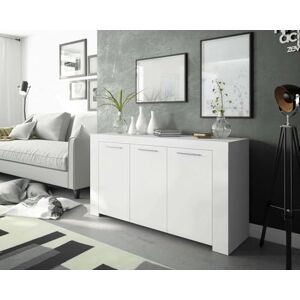 Dmora Sideboard Bellevue, Modern sideboard with 3 doors, Living room buffet, TV cabinet, Sideboard for living room, 144x42h80 cm, White Dmora Sideboard Bellevue, Modern sideboard with 3 doors, Living room buffet, TV cabinet, Sideboard for living room, 144x42h80 cm, White