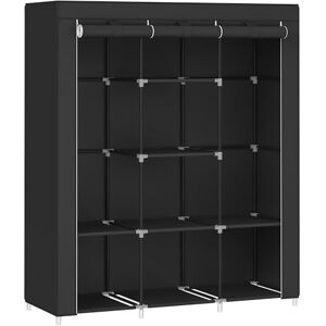 SONGMICS Clothes Wardrobe, Portable Closet, Garment Organiser Rack with Non-Woven Fabric Cover, Hanging Rails, Shelves, Large Capacity, Ink Black RYG096B01, 130x45x168cm SONGMICS Clothes Wardrobe, Portable Closet, Garment Organiser Rack with Non-Woven Fabric Cover, Hanging Rails, Shelves, Large Capacity, Ink Black RYG096B01, 130x45x168cm