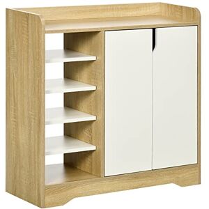 HOMCOM Shoe Cabinet with 4-tier Double Door Cupboard and 5-tier Open Shelves, 13 Pair Shoe Storage Organizer with Removable Shelves for Entryway, Hallway, Natural and White HOMCOM Shoe Cabinet with 4-tier Double Door Cupboard and 5-tier Open Shelves, 13 Pair Shoe Storage Organizer with Removable Shelves for Entryway, Hallway, Natural and White