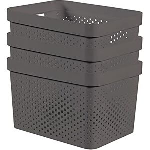 CURVER Infinity Dots Set of 3 Storage Baskets, 100% Recycled Plastic, Multi-Functional & Easy to Carry, 17 Litres, Grey CURVER Infinity Dots Set of 3 Storage Baskets, 100% Recycled Plastic, Multi-Functional & Easy to Carry, 17 Litres, Grey