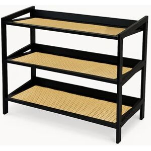 KEPLIN 3 Tier Bamboo and Rattan Shoe Organiser Rack – Eco-Friendly, Durable, Easy Assembly – Compact Design for Entryway, Closet, or Hallway – Stylish and Functional Storage – Black and Natural KEPLIN 3 Tier Bamboo and Rattan Shoe Organiser Rack – Eco-Friendly, Durable, Easy Assembly – Compact Design for Entryway, Closet, or Hallway – Stylish and Functional Storage – Black and Natural