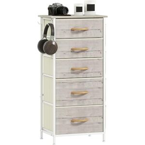 HOMCOM Chest of Drawers, Dresser for Bedroom with 5 Fabric Drawers, Tall Storage Unit with 4 Pockets, 2 Hooks and Steel Frame for Living Room, Hallway, Natural Wood Finish HOMCOM Chest of Drawers, Dresser for Bedroom with 5 Fabric Drawers, Tall Storage Unit with 4 Pockets, 2 Hooks and Steel Frame for Living Room, Hallway, Natural Wood Finish
