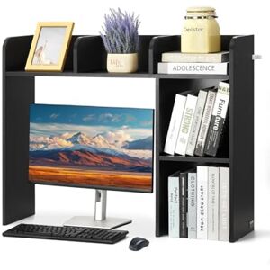 VEVOR Desktop Bookshelf, 2-Tier Desktop Storage Organizer, 37.2" x 9.5" x 28.9" Office Storage Rack Wood Display Shelf, Desktop Bookshelf Hutch with Anti-Slip Feet Pads, for Office, Home & Dorm, Black VEVOR Desktop Bookshelf, 2-Tier Desktop Storage Organizer, 37.2" x 9.5" x 28.9" Office Storage Rack Wood Display Shelf, Desktop Bookshelf Hutch with Anti-Slip Feet Pads, for Office, Home & Dorm, Black