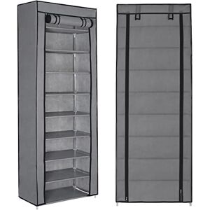 Rainberg 10 Tier Shoes Rack with Dustproof Cover, Shoe Storage Cabinet, Shoe Organizer, Easy to Assemble, Hold up to 25-30 Pairs (H 158cm x W 58cm x D 30cm) (Grey) Rainberg 10 Tier Shoes Rack with Dustproof Cover, Shoe Storage Cabinet, Shoe Organizer, Easy to Assemble, Hold up to 25-30 Pairs (H 158cm x W 58cm x D 30cm) (Grey)