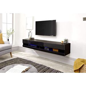 GFW Galicia Wall Mounted High Gloss Featuring A LED Downlight, This Floating TV Unit Console & Television Stand for Living Entertainment Room with Storage Shelves, Engineered Wood, Black, 150cm GFW Galicia Wall Mounted High Gloss Featuring A LED Downlight, This Floating TV Unit Console & Television Stand for Living Entertainment Room with Storage Shelves, Engineered Wood, Black, 150cm