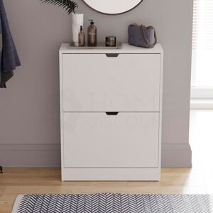 Vida Designs 2 Drawer Shoe Cabinet, Space Saving Shoe Storage Cupboard with 2 Flip Drawers, Hallway ad Living Room Furniture 100% FSC certified (White) Vida Designs 2 Drawer Shoe Cabinet, Space Saving Shoe Storage Cupboard with 2 Flip Drawers, Hallway ad Living Room Furniture 100% FSC certified (White)