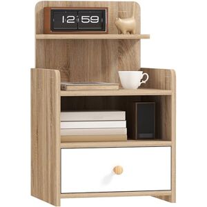 HOMCOM Bedside Table, Bedside Cabinet with Drawer, Modern Side Table with Shelf for Bedroom, Living Room, Natural Wood Effect HOMCOM Bedside Table, Bedside Cabinet with Drawer, Modern Side Table with Shelf for Bedroom, Living Room, Natural Wood Effect