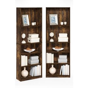 Furinno JAYA Book Shelf Set of 2, 5-Tier Bookshelf, Bookcase, with Adjustable Shelf, 9.5 x 24.5 x 71, for Home Office, Living Room, Amber Pine Furinno JAYA Book Shelf Set of 2, 5-Tier Bookshelf, Bookcase, with Adjustable Shelf, 9.5 x 24.5 x 71, for Home Office, Living Room, Amber Pine