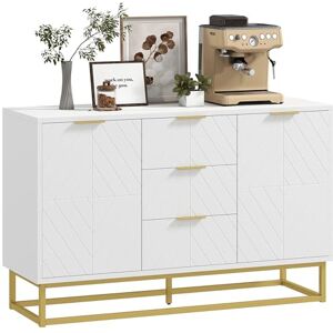HOMCOM Sideboard for Living Room, Modern Storage Cabinet with 3 Drawers and Adjustable Shelves, Freestanding Cupboard for Dining Room, Kitchen, White HOMCOM Sideboard for Living Room, Modern Storage Cabinet with 3 Drawers and Adjustable Shelves, Freestanding Cupboard for Dining Room, Kitchen, White
