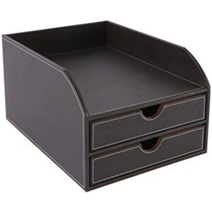 Osco Faux Leather 2 Tier Sorter with Letter Tray Brown Osco Faux Leather 2 Tier Sorter with Letter Tray Brown