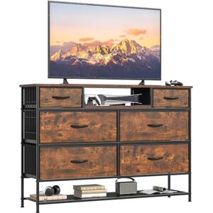 Feonase Chest of Drawers for Bedroom with Shoes Shelf, 47.2”Wide Fabric Dresser with 6 Drawers, TV Stand with Open Storage Shelf, Multi-function Storage Cabinet for Bedroom, Living room, Brown Feonase Chest of Drawers for Bedroom with Shoes Shelf, 47.2”Wide Fabric Dresser with 6 Drawers, TV Stand with Open Storage Shelf, Multi-function Storage Cabinet for Bedroom, Living room, Brown