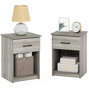 Furinno TIDUR Night Stand Set of 2, Nightstand with Drawer, Bedside Table, End Table, Side Table with Storage Shelf, Bar Handle Drawer, for Bedroom, Living Room, French Oak Grey Furinno TIDUR Night Stand Set of 2, Nightstand with Drawer, Bedside Table, End Table, Side Table with Storage Shelf, Bar Handle Drawer, for Bedroom, Living Room, French Oak Grey